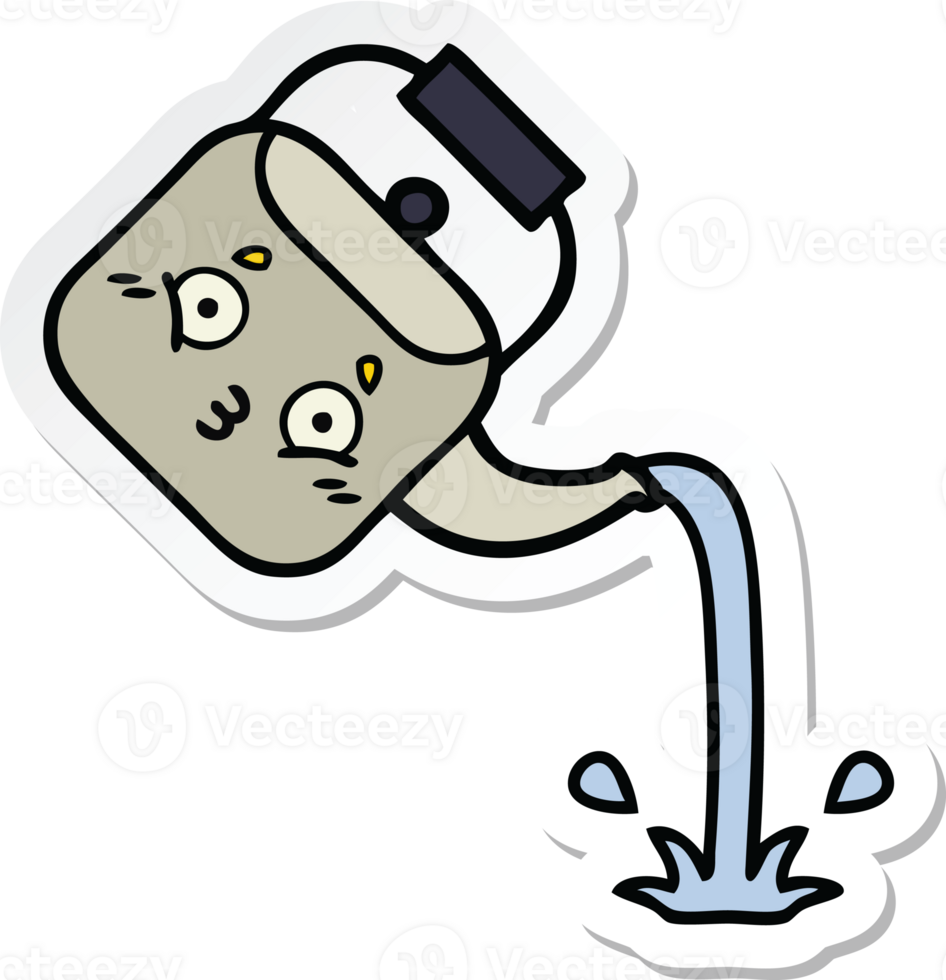 sticker of a cute cartoon pouring kettle png