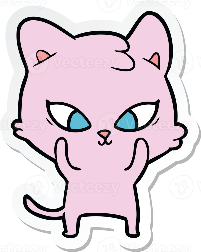sticker of a cute cartoon cat png