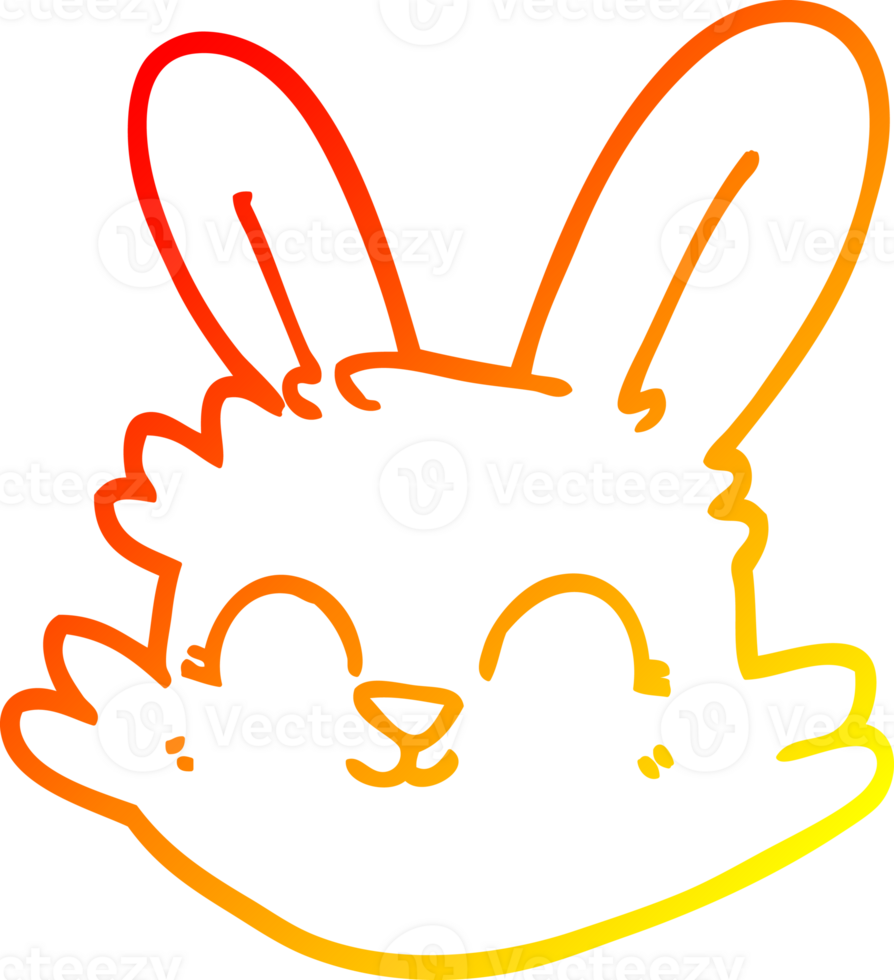warm gradient line drawing of a cartoon happy rabbit png