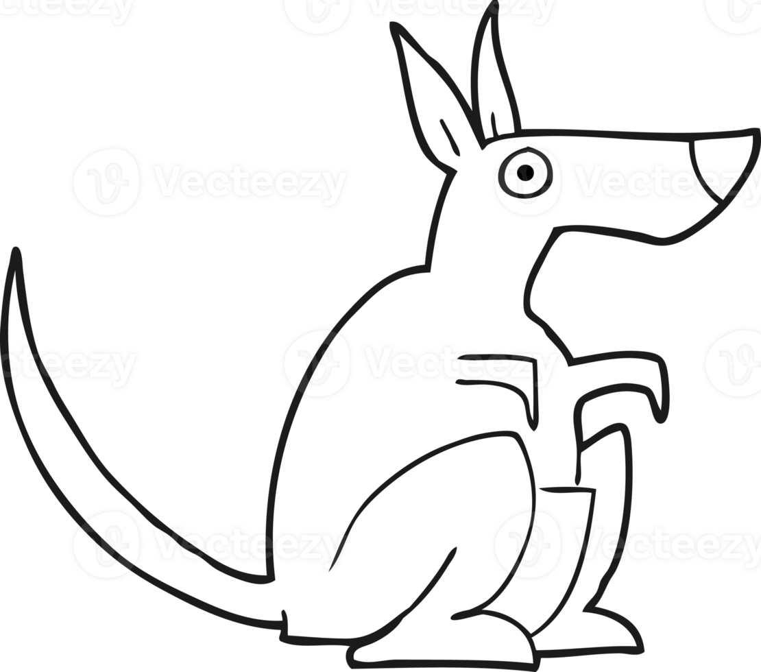 drawn black and white cartoon kangaroo png