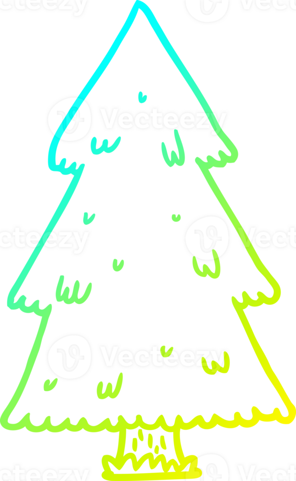 cold gradient line drawing of a christmas tree png