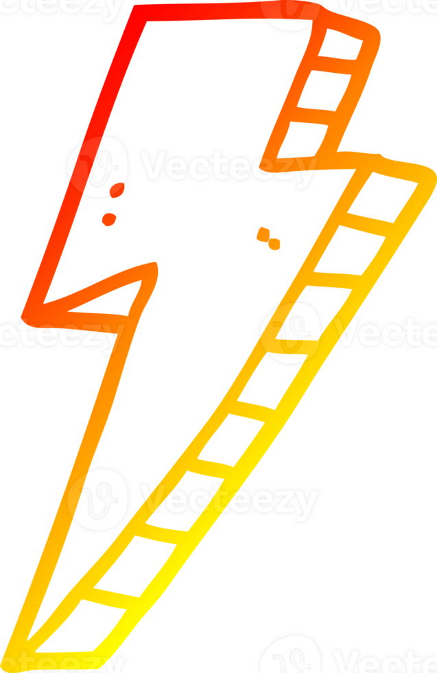 warm gradient line drawing of a cartoon lightning bolt png