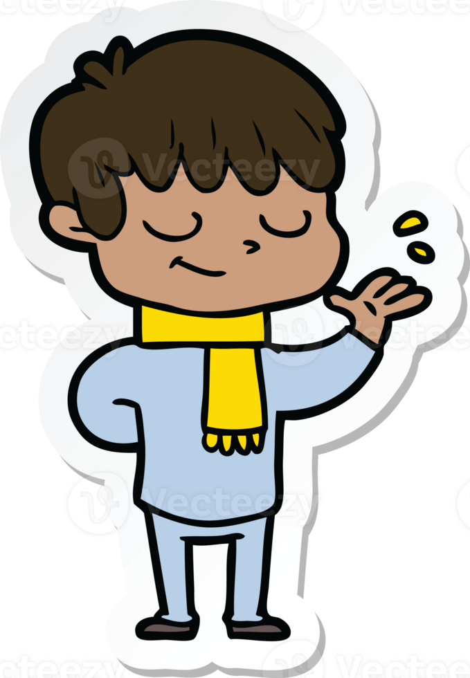 sticker of a cartoon happy boy png