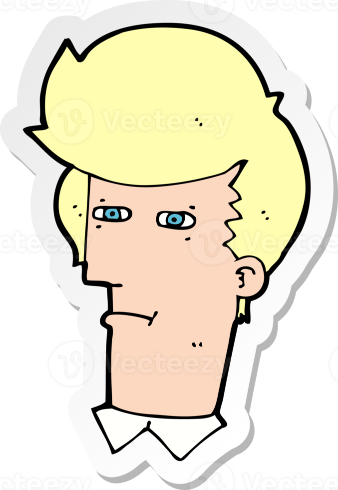 sticker of a cartoon man narrowing eyes png