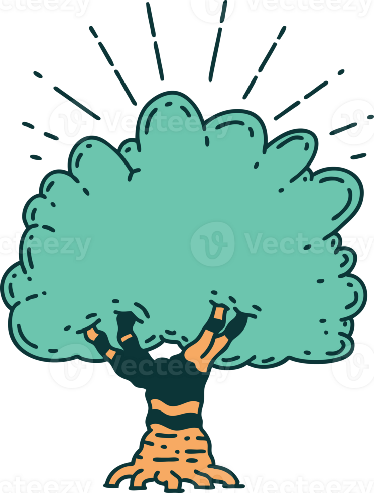 illustration of a traditional tattoo style tree png