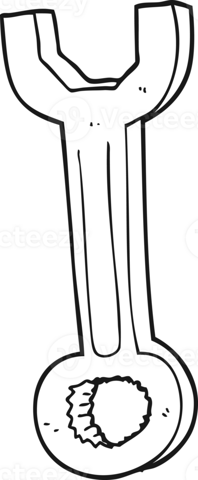 drawn black and white cartoon spanner png