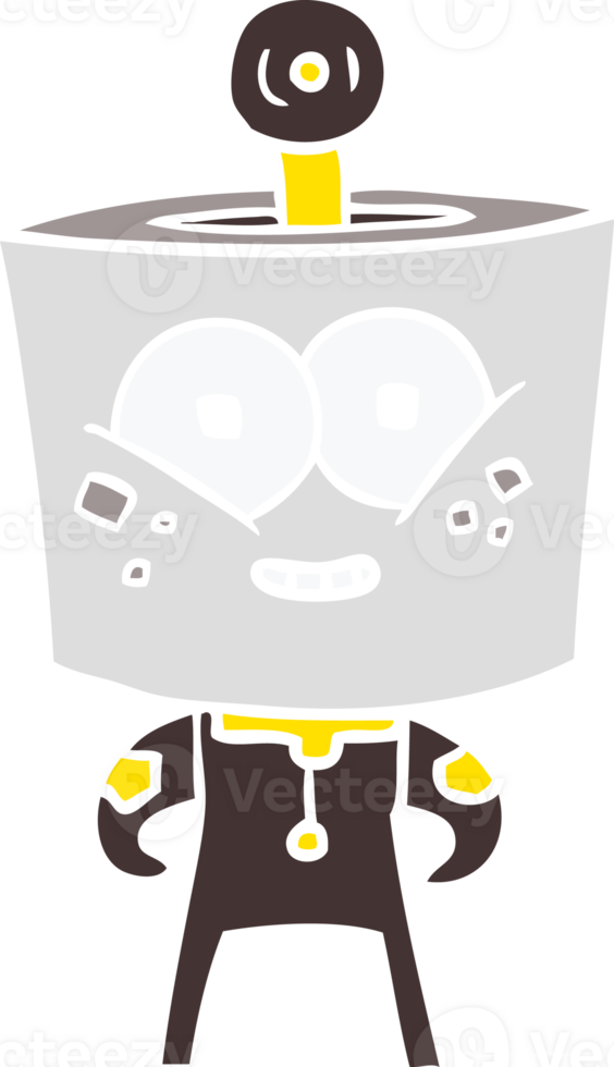 happy flat color style cartoon robot png
