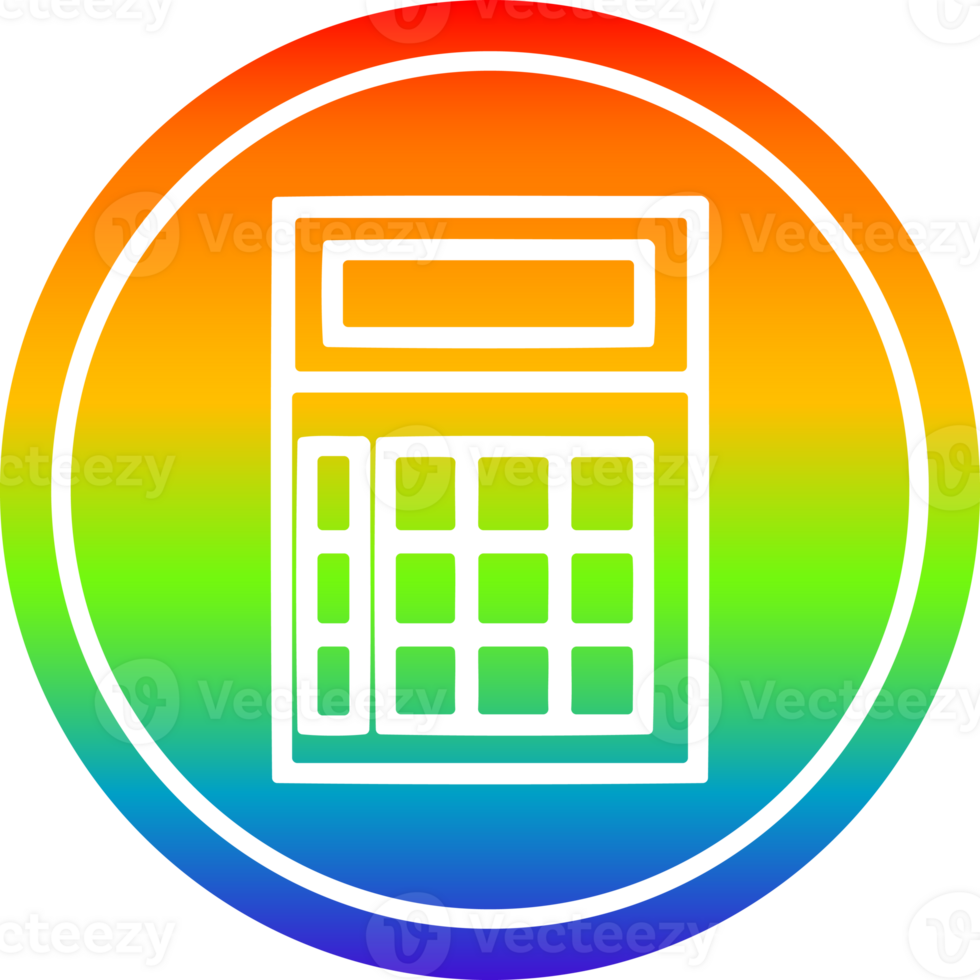 math calculator circular icon with rainbow gradient finish png