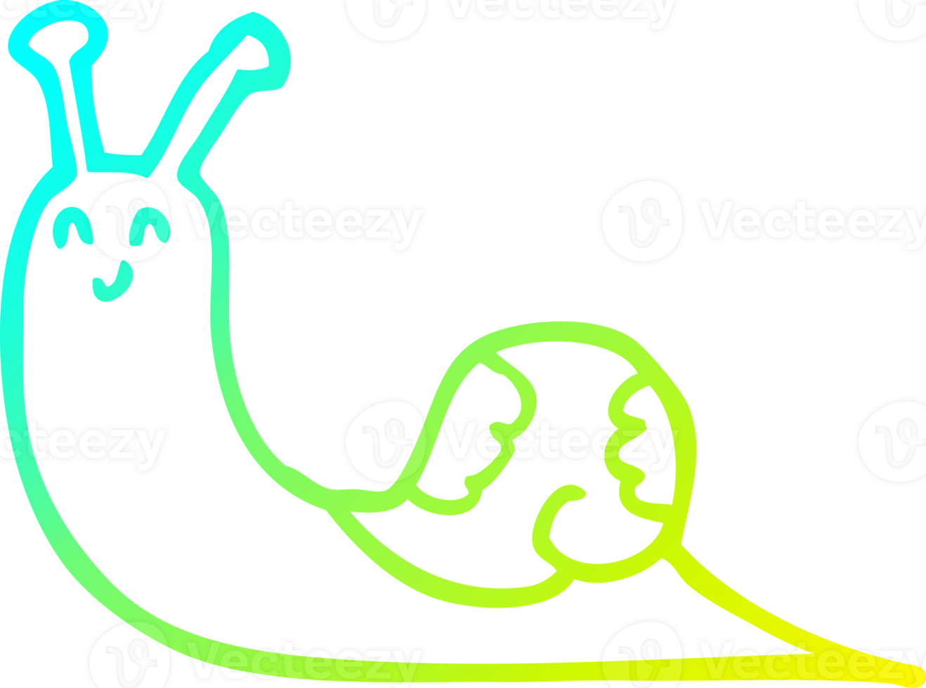 cold gradient line drawing of a cute cartoon snail png