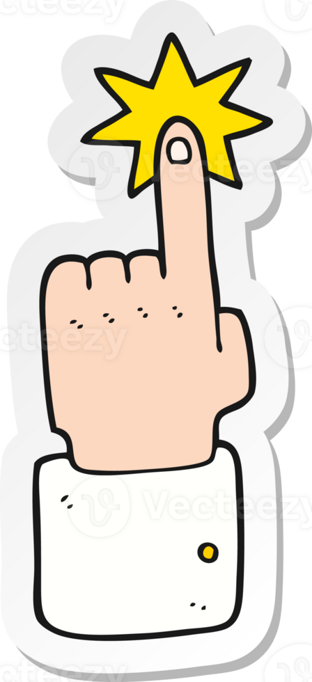 sticker of a cartoon pointing hand png