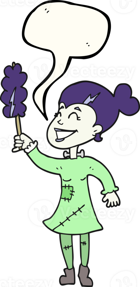 drawn speech bubble cartoon undead monster lady cleaning png