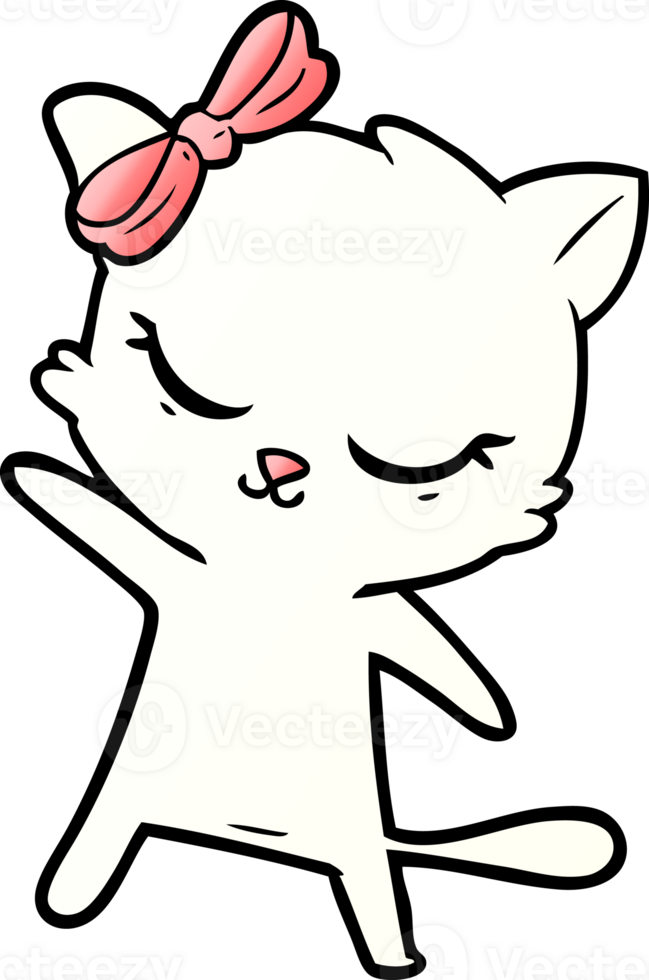 cute cartoon cat with bow png
