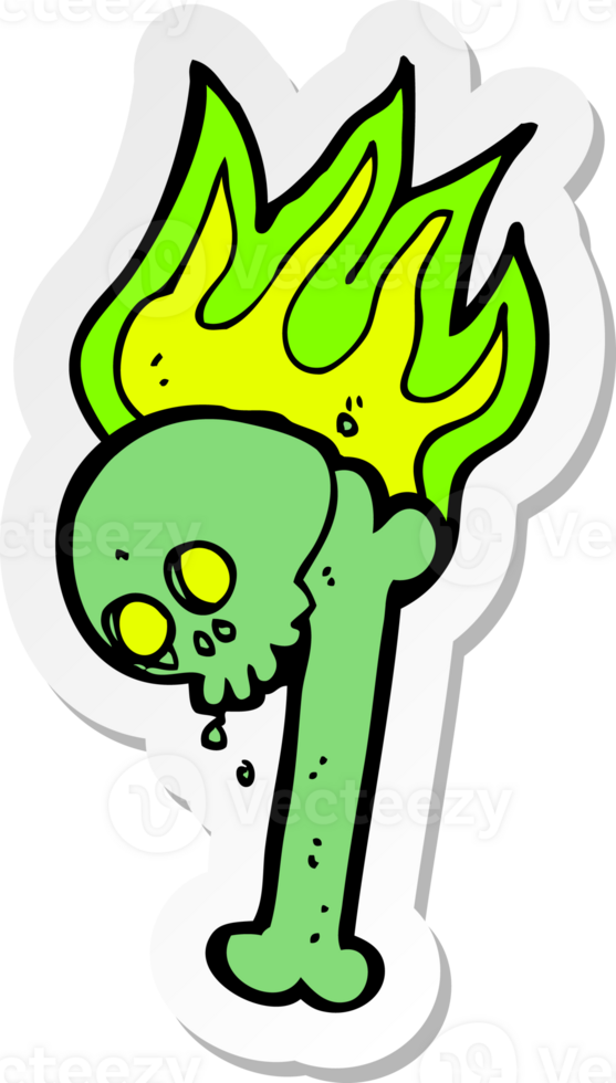 sticker of a cartoon halloween bone number png