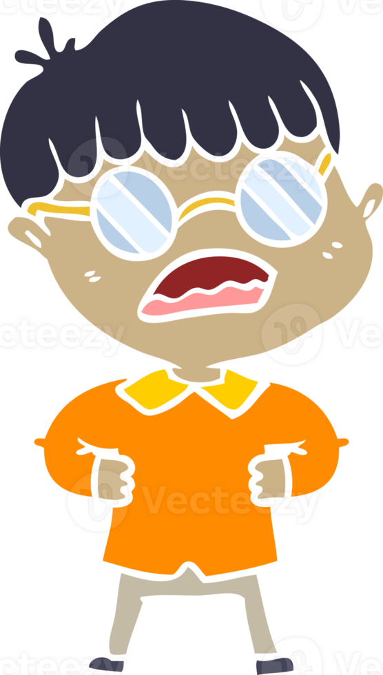 flat color style cartoon boy wearing spectacles png