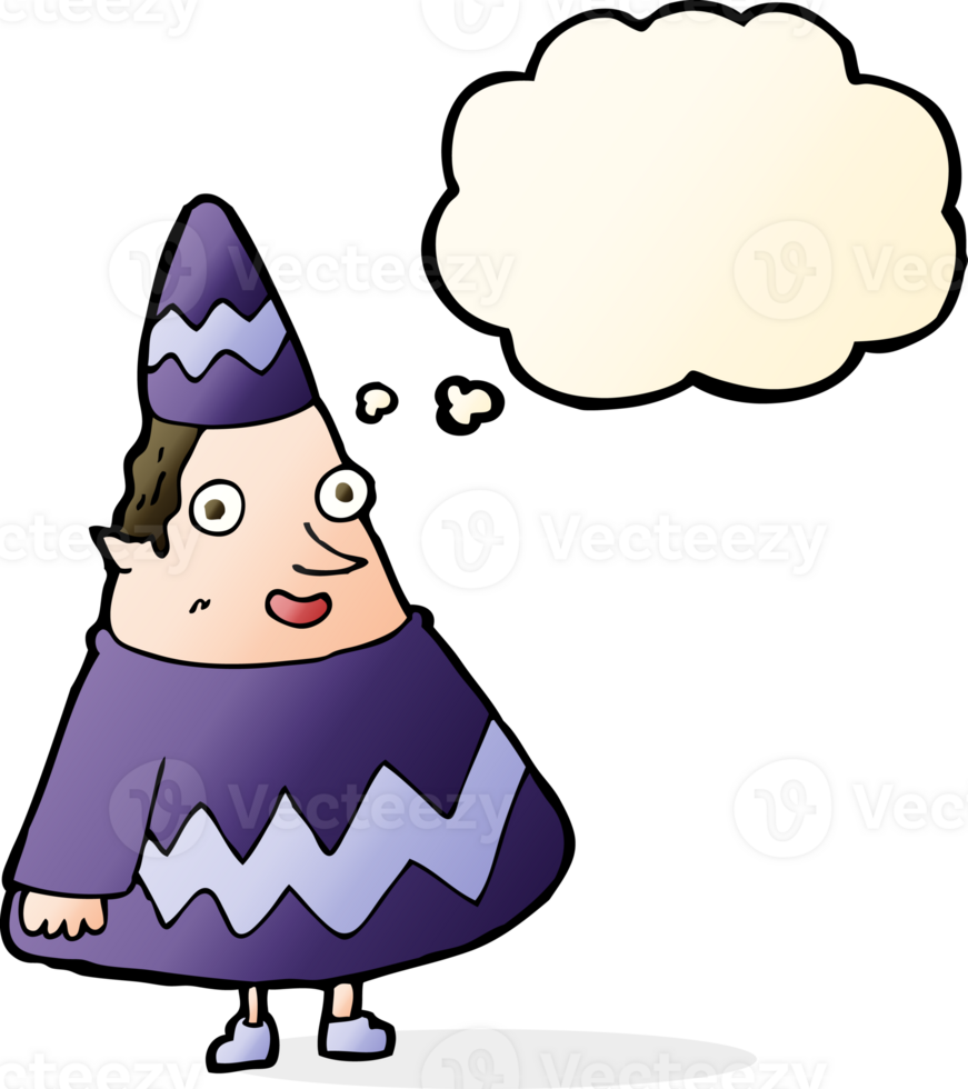 cartoon elf with thought bubble png