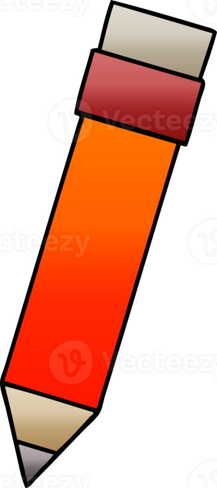 gradient shaded quirky cartoon pencil png