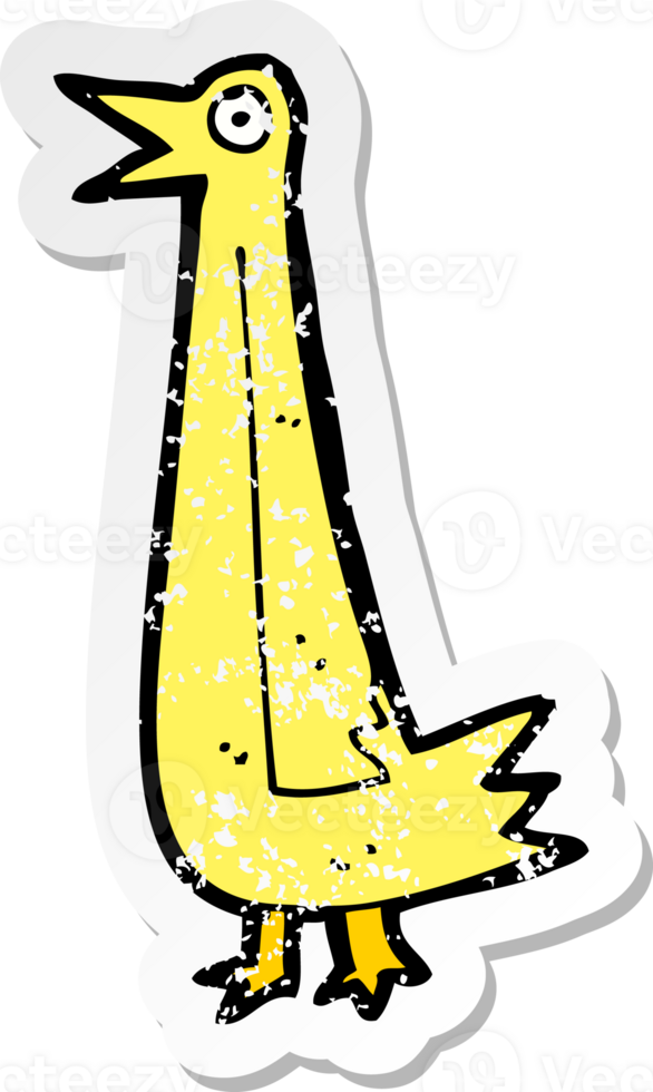 retro distressed sticker of a funny cartoon bird png