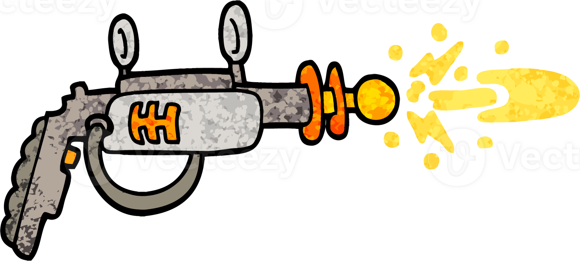 pistolet à rayons de dessin animé illustration texturée grunge png