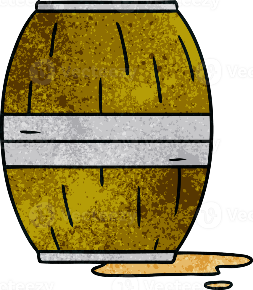 hand drawn textured cartoon doodle of a wine barrel png