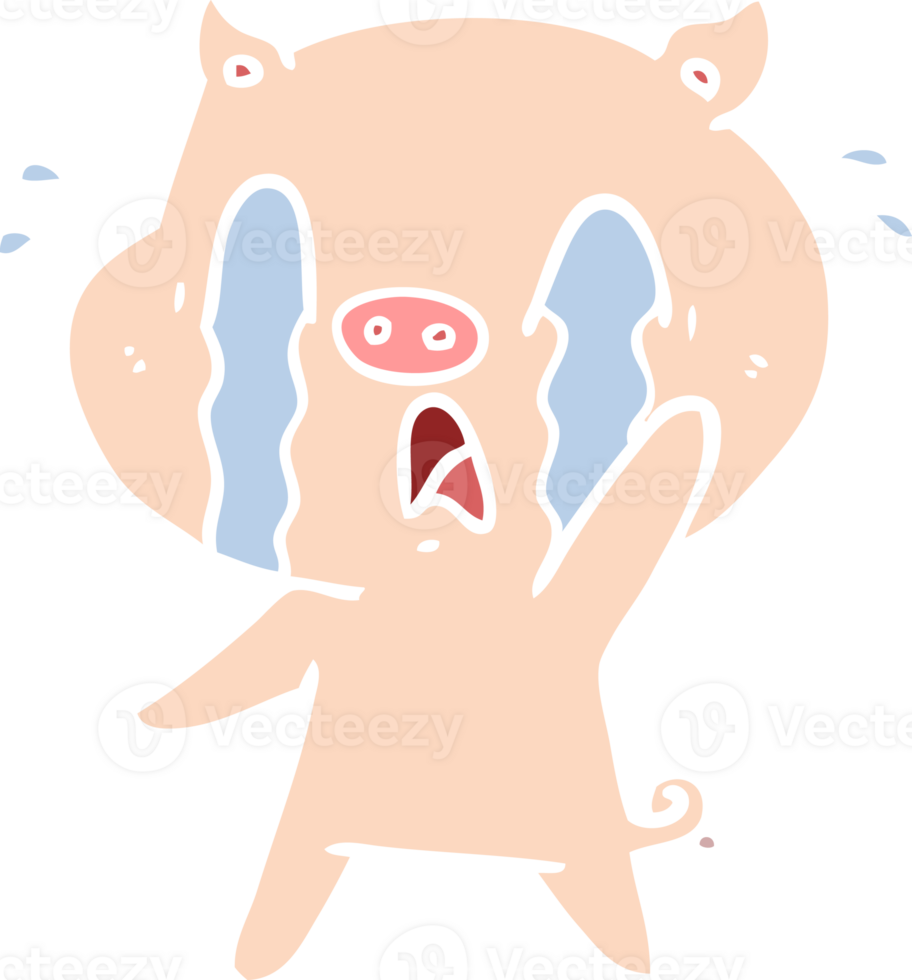 crying pig flat color style cartoon png