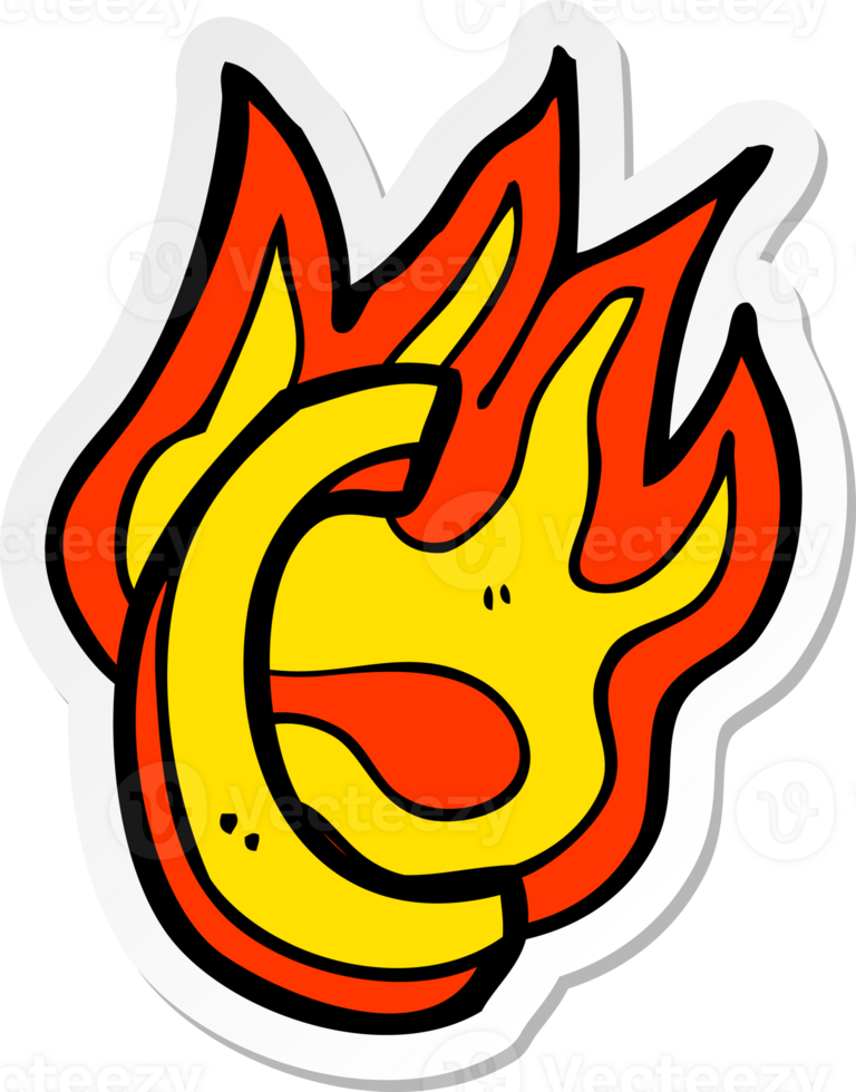 sticker of a cartoon flaming letter png