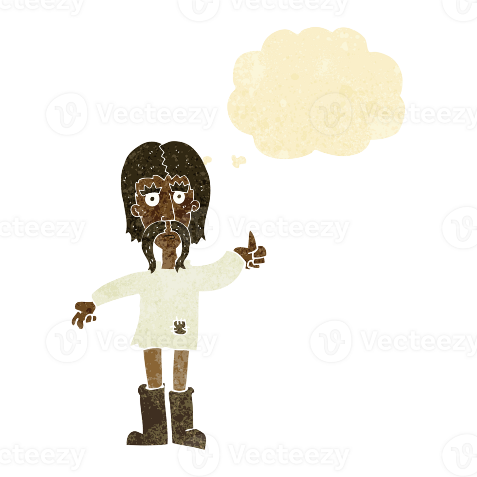 cartoon hippie man giving thumbs up symbol with thought bubble png
