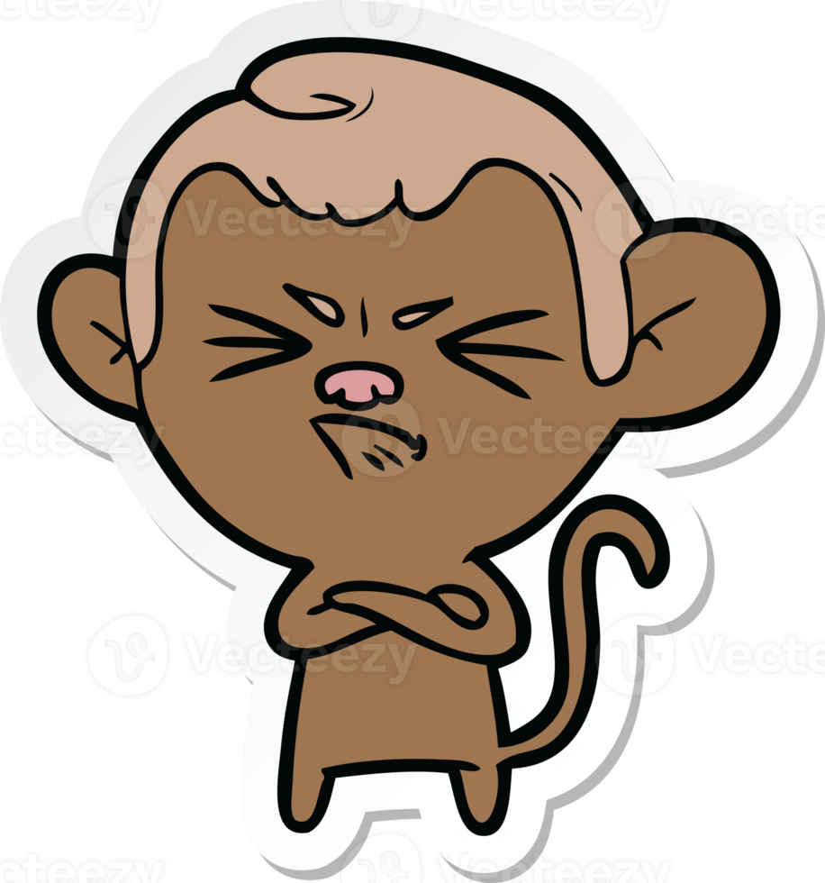 sticker of a cartoon angry monkey png