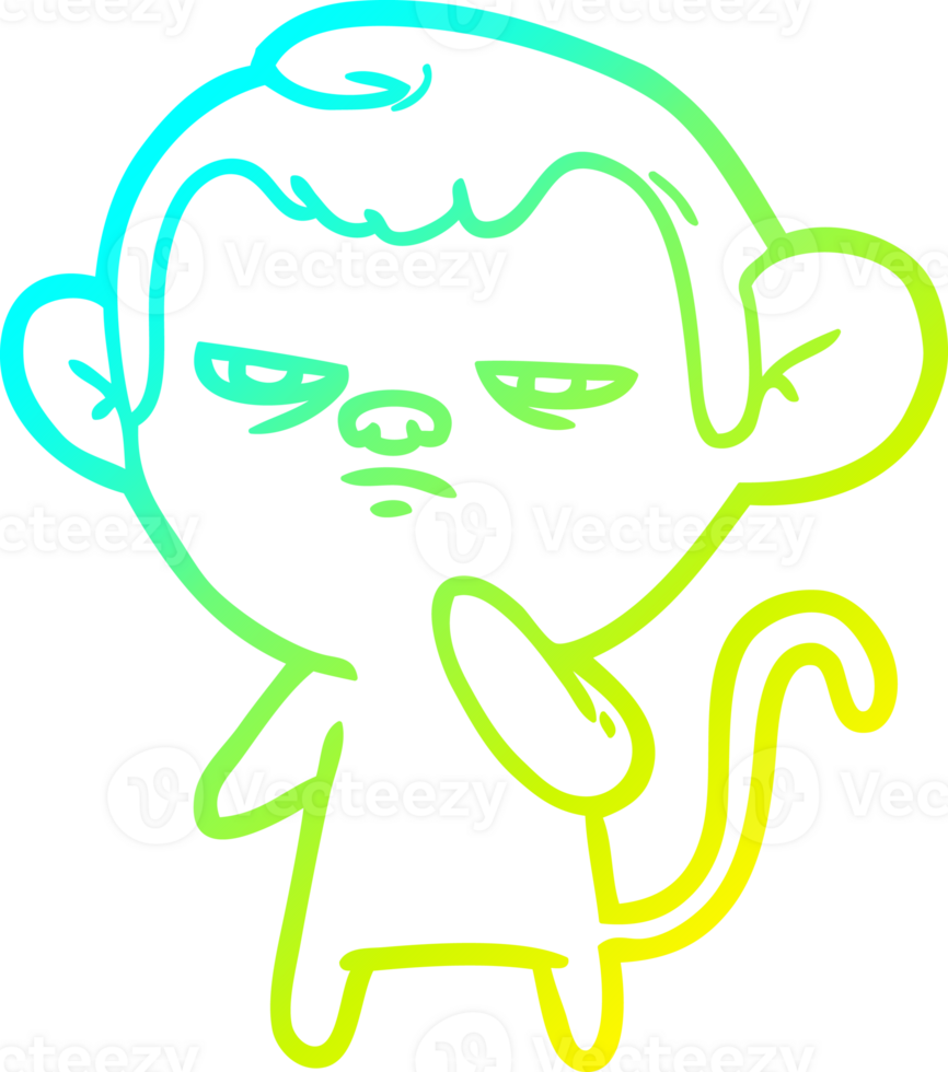 cold gradient line drawing of a cartoon monkey png