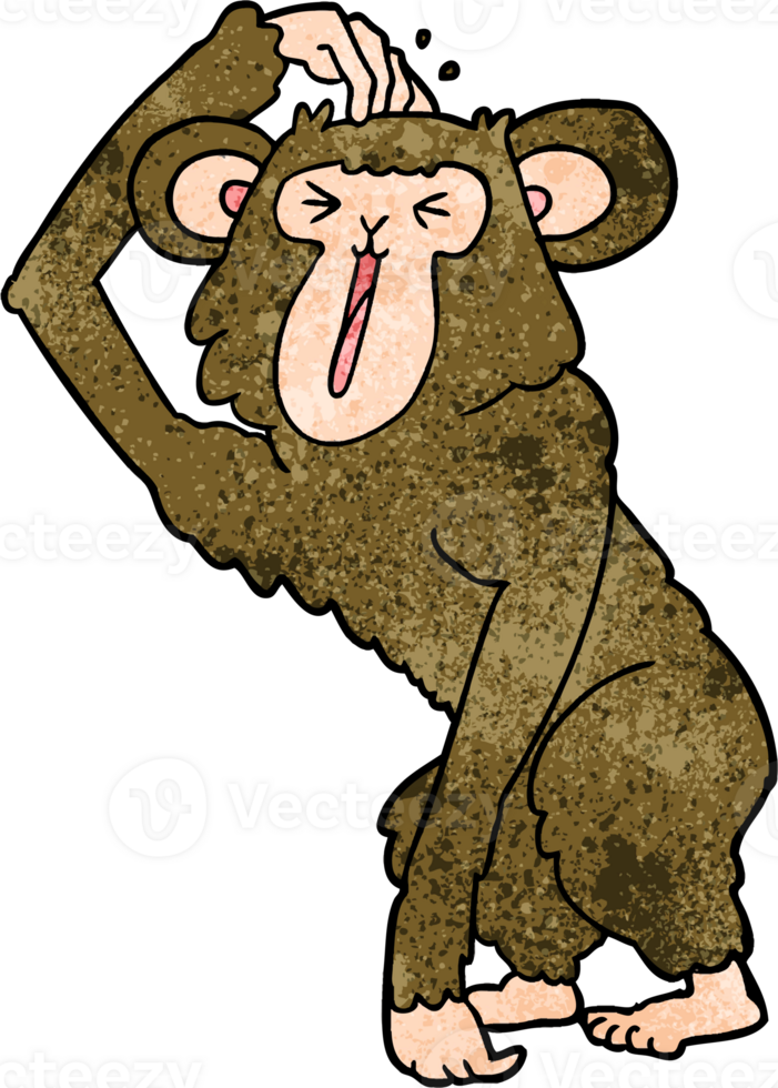 cartoon chimp scratching head png