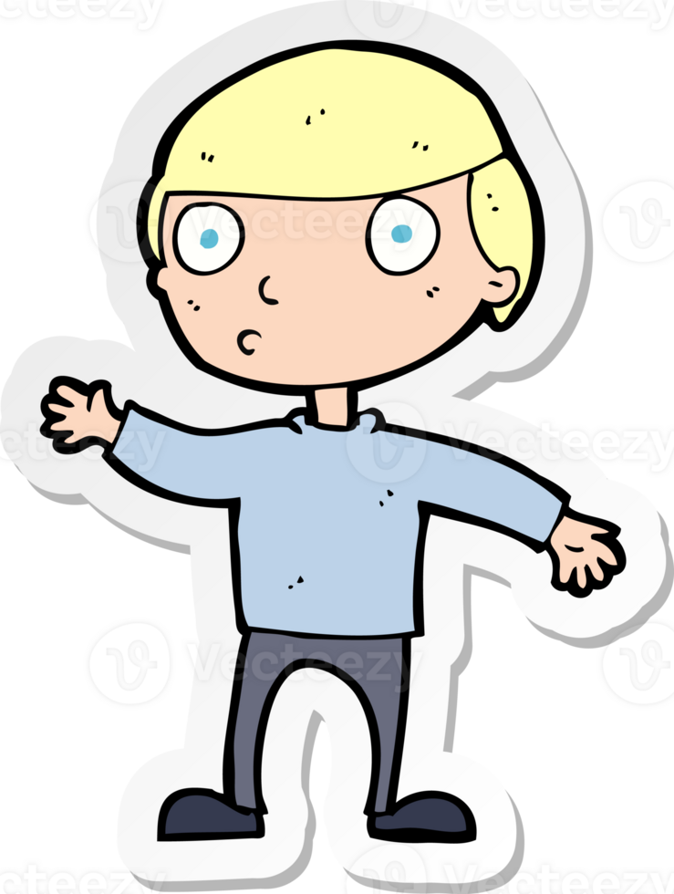 sticker of a cartoon waving man png