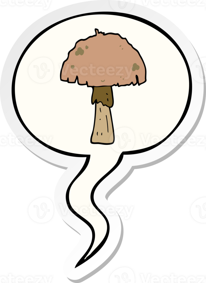 cartoon mushroom with speech bubble sticker png
