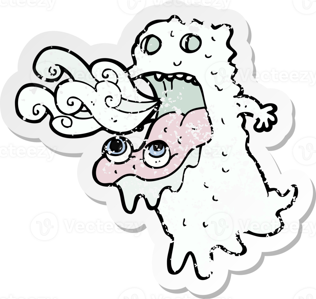 retro distressed sticker of a cartoon gross ghost png