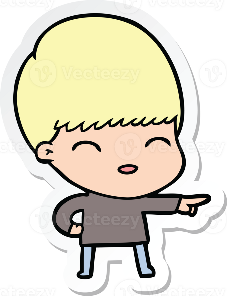 sticker of a happy cartoon boy png