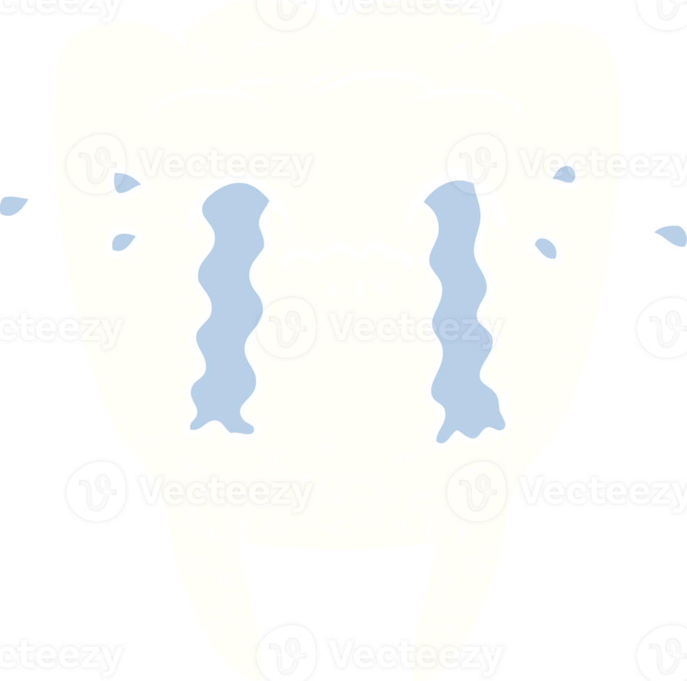 flat color style cartoon tooth crying png