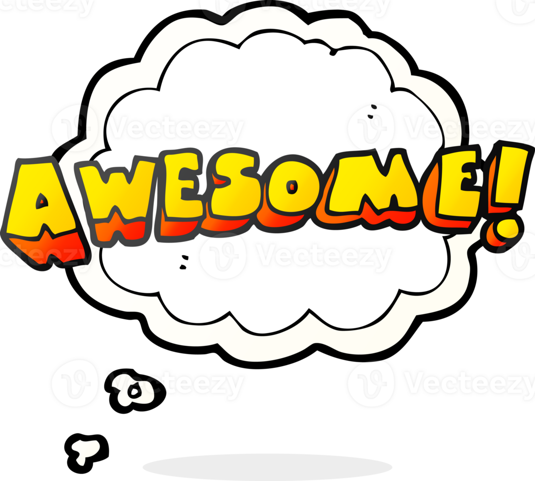 drawn thought bubble cartoon awesome word png