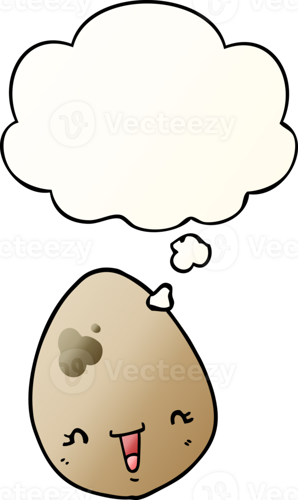 cartoon egg with thought bubble in smooth gradient style png