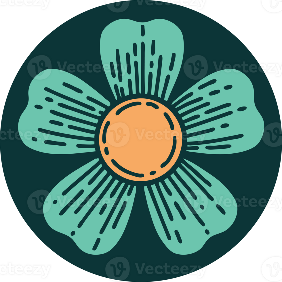 iconic tattoo style image of a flower png