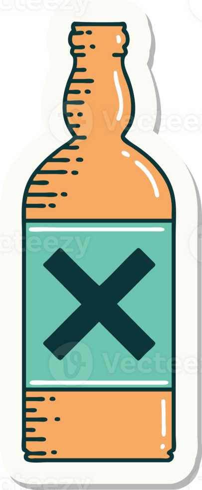 sticker of tattoo in traditional style of a bottle png