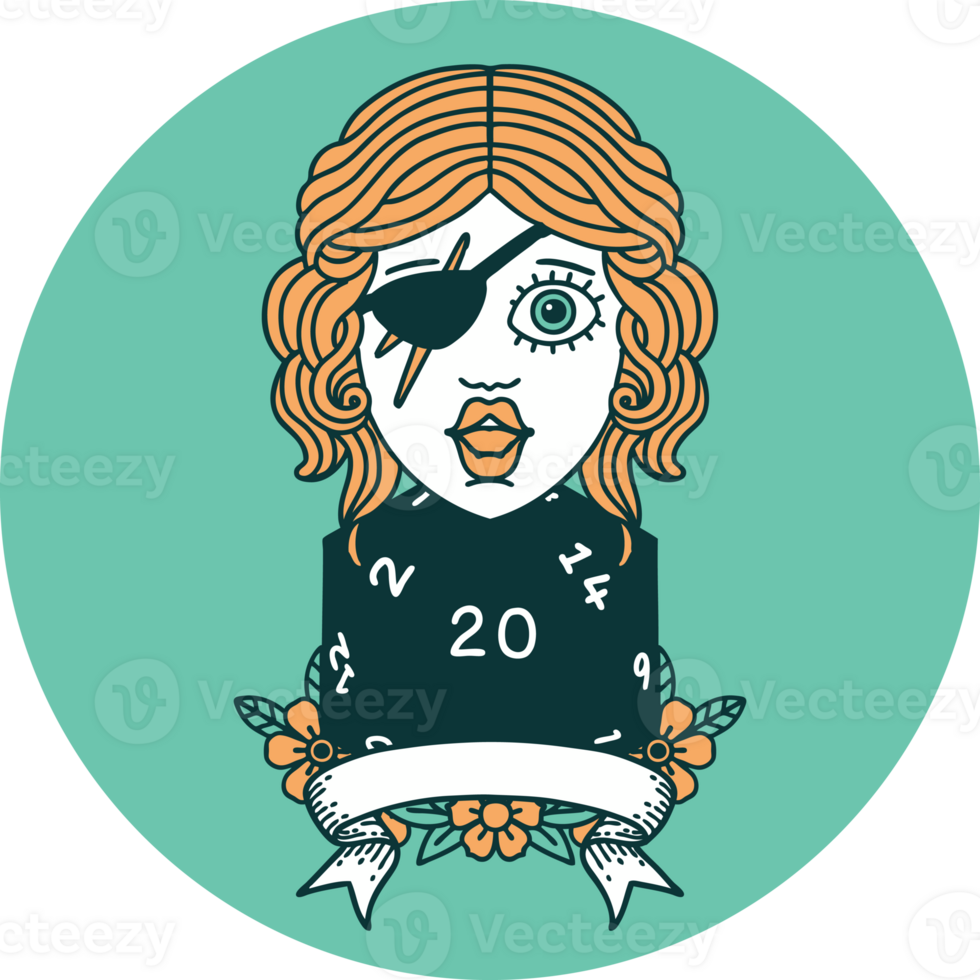 icon of human rogue with natural 20 dice roll png