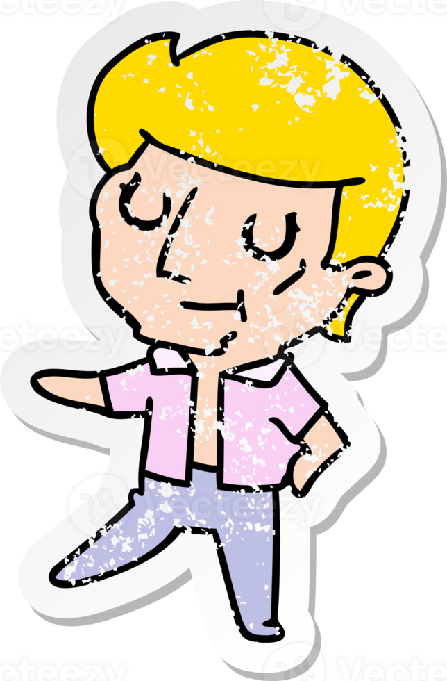 drawn distressed sticker cartoon of kawaii older man png
