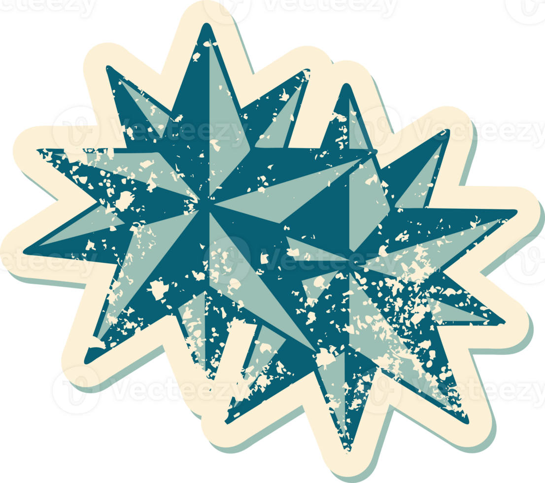 iconic distressed sticker tattoo style image of stars png
