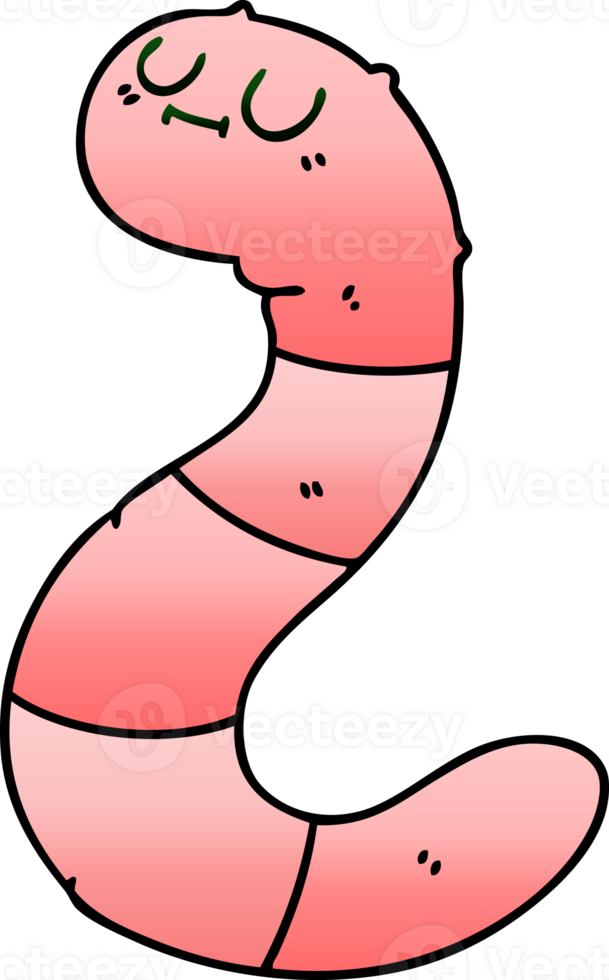 gradient shaded quirky cartoon worm png