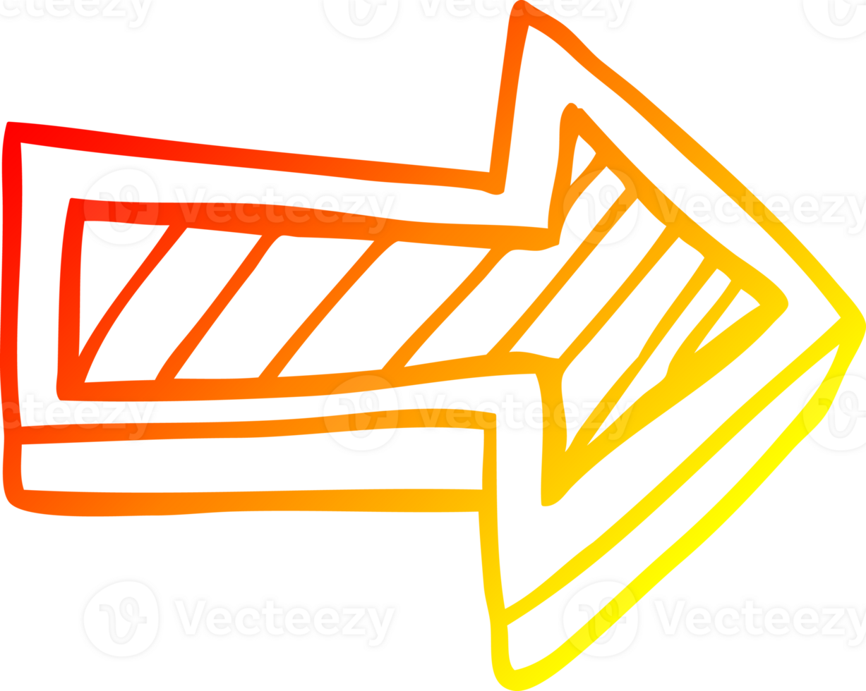 warm gradient line drawing of a cartoon directing arrow png