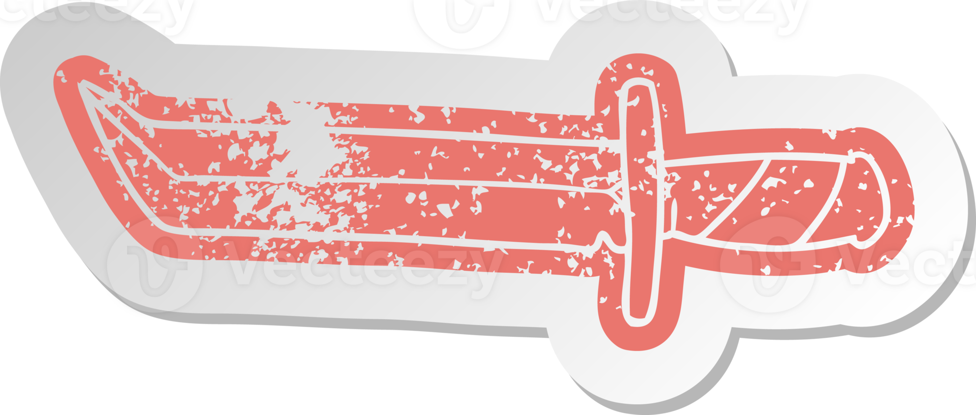 distressed old cartoon sticker of a short dagger png