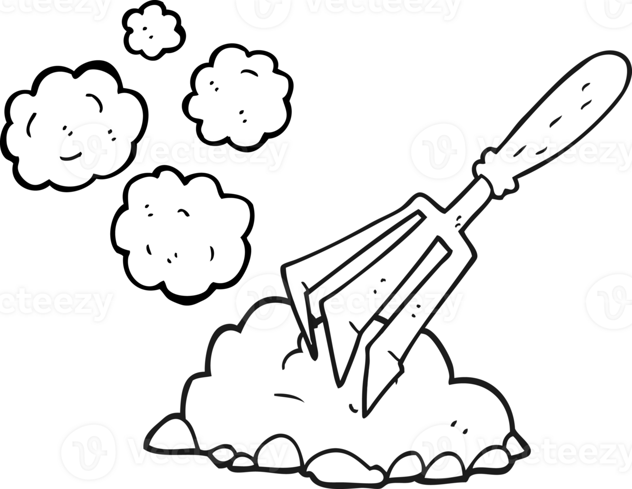 drawn black and white cartoon gardening tool png