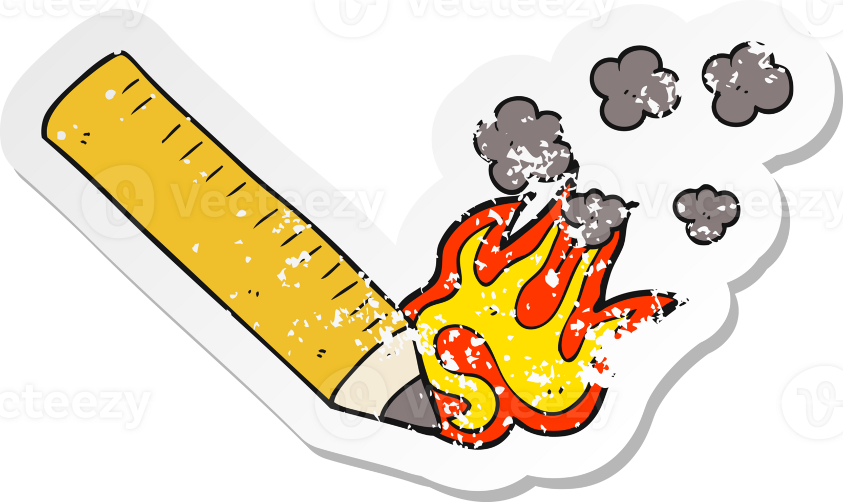 retro distressed sticker of a cartoon furiously scribbling pencil png