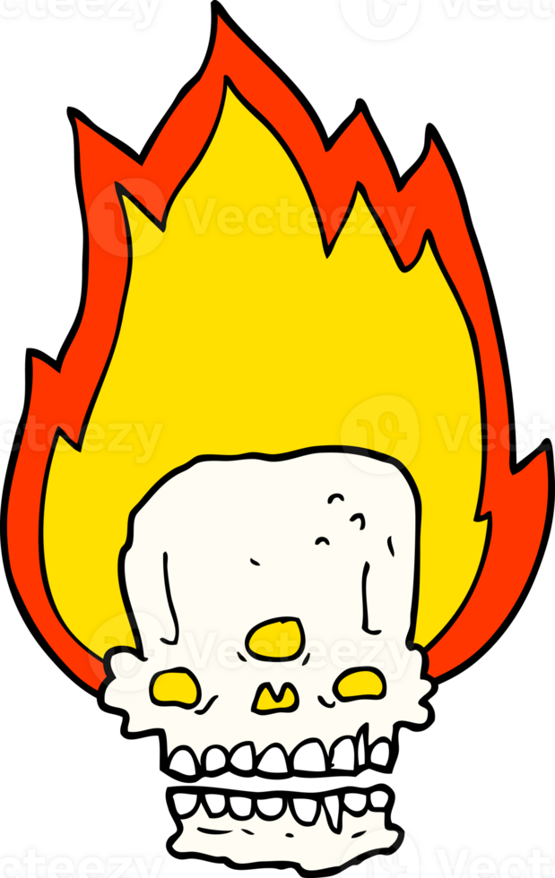spooky cartoon flaming skull png