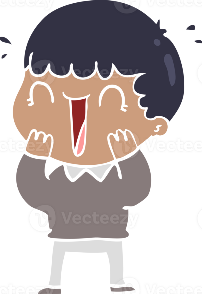 laughing flat color style cartoon man png