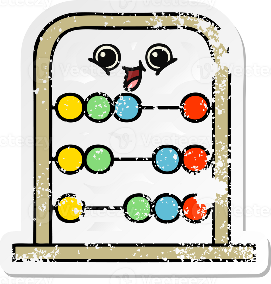 distressed sticker of a cute cartoon abacus png