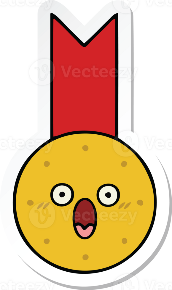sticker of a cute cartoon gold medal png